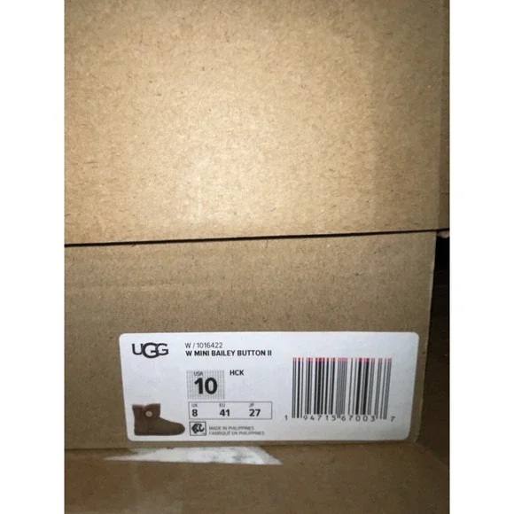 UGG Women's Size 10 Bailey Button II Sheepskin Ankle Snow Boots Hickory Brown - Picture 6 of 10